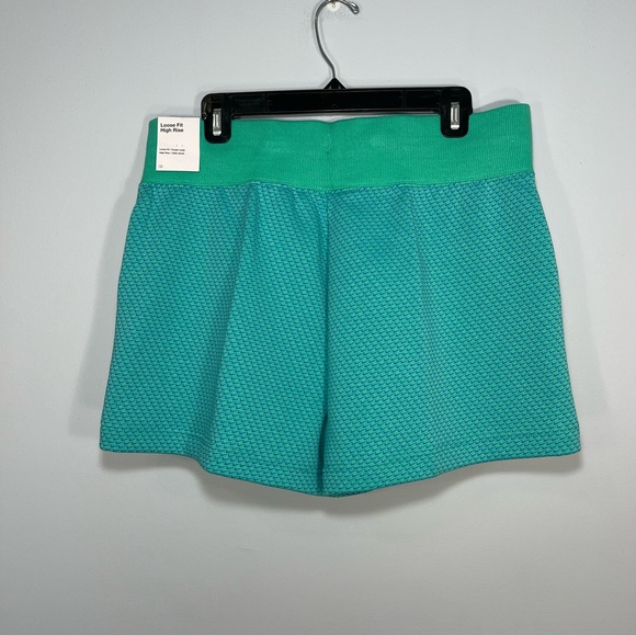 NEW Nike Sweat Shorts Womens Large Green Blue Fleece High Rise Loose Fit AOP - Picture 2 of 13